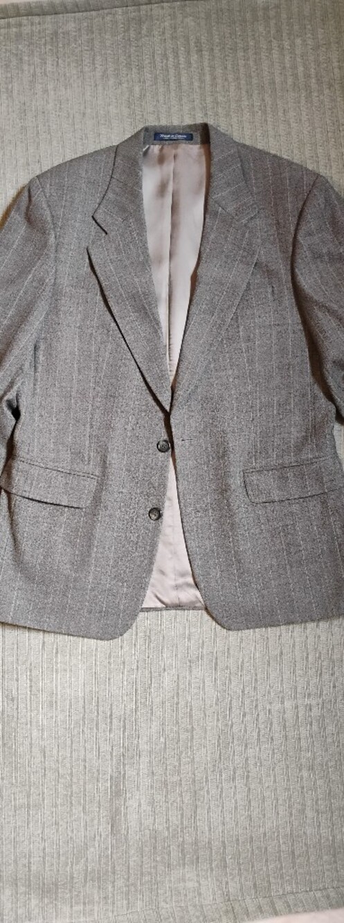 Blazer Gris de Lana Bachrach Pinstripe Vintage 90s Talla 39R